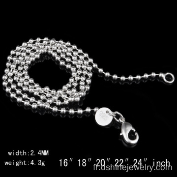 Mens acier inoxydable collier unisexe boule perlée